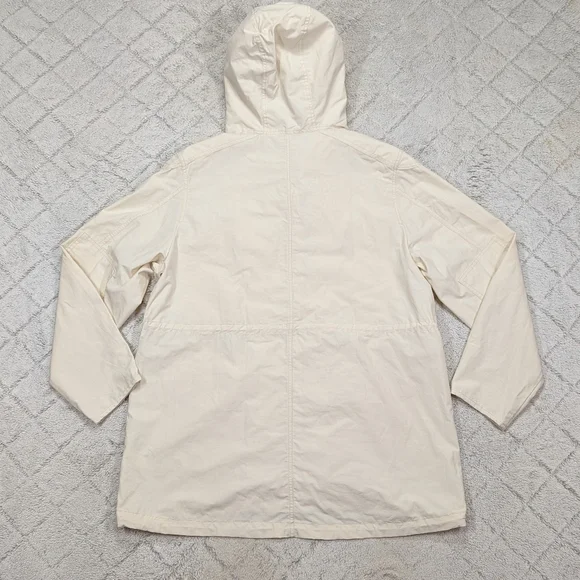 J. Crew Jacket Womens L White Cream Relaxed Perfect Lightweight Hooded Rain - Picture 10 of 10